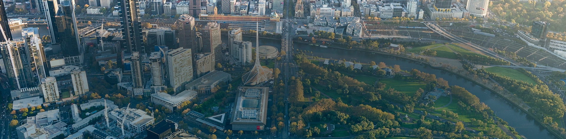 A view of a city and park