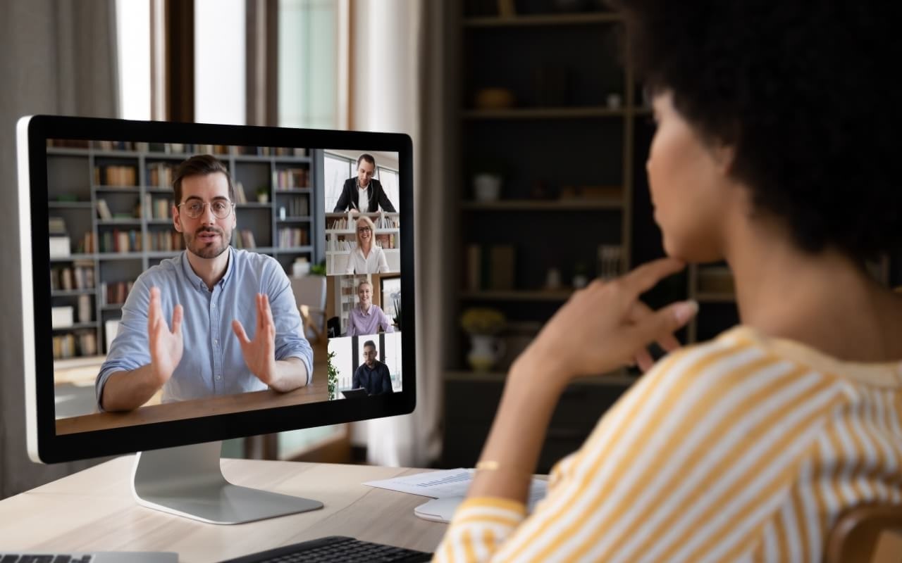 Woman in a virtual meeting