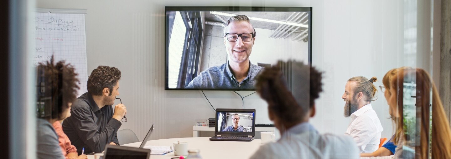 Team on video conference call