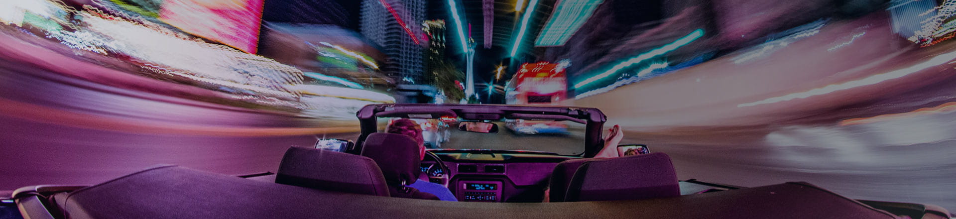 View of city from within speeding car