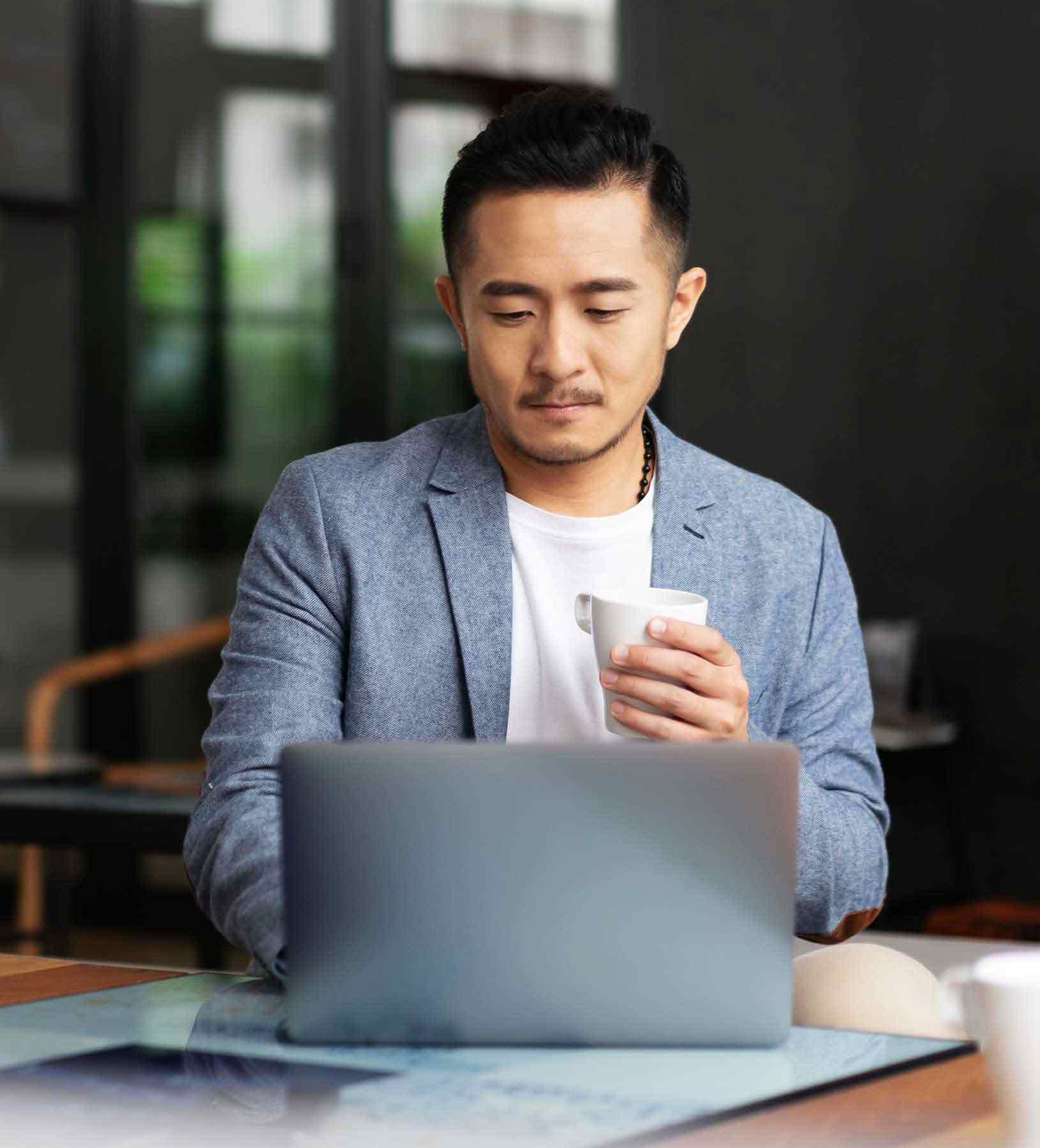 Man working on laptop